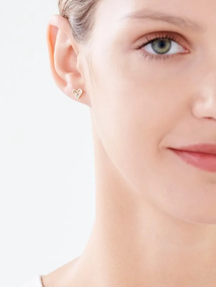 Złote kolczyki z cyrkoniami - serca
