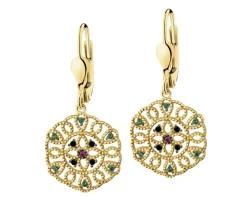 Złote kolczyki z cyrkoniami - rozety