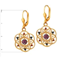 Złote kolczyki z cyrkoniami - rozety