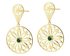 Złote kolczyki z cyrkoniami - rozety