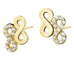 Złote kolczyki z cyrkoniami - nieskończoności