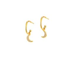 Złote kolczyki z cyrkoniami - Księżyce