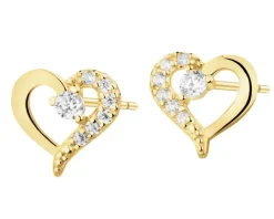Złote kolczyki z cyrkoniami - serca