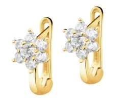 Złote kolczyki z cyrkoniami - kwiaty