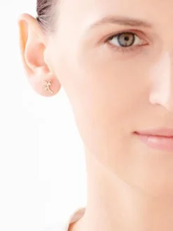 Złote kolczyki z cyrkoniami - drzewka