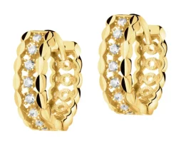 Złote kolczyki z cyrkoniami - koła