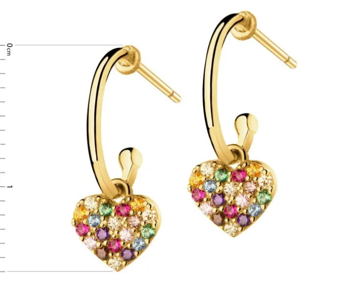 Złote kolczyki z cyrkoniami - serca
