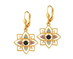 Złote kolczyki z cyrkoniami - rozety