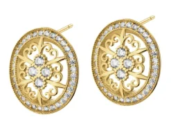 Złote kolczyki z cyrkoniami - rozety