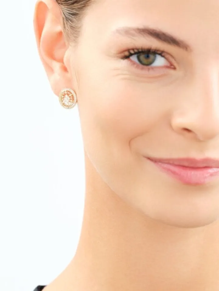 Złote kolczyki z cyrkoniami - rozety