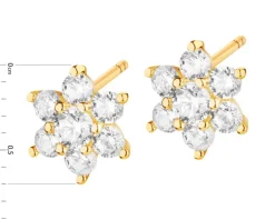 Złote kolczyki z cyrkoniami - kwiaty