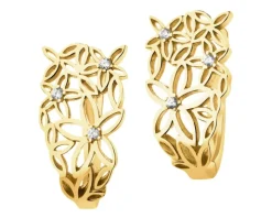 Złote kolczyki z cyrkoniami - kwiaty