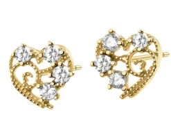 Złote kolczyki z cyrkoniami - serca