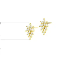 Złote kolczyki z cyrkoniami - kwiaty