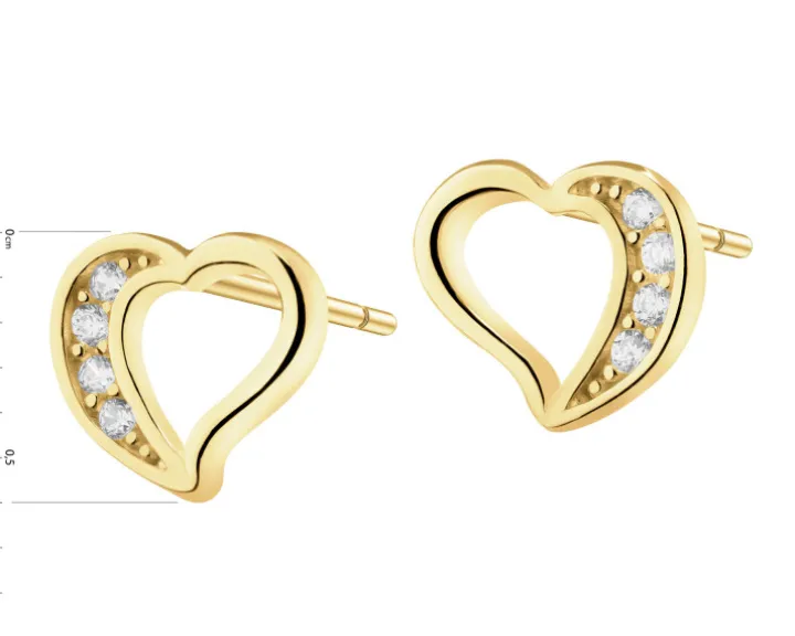 Złote kolczyki z cyrkoniami - serca