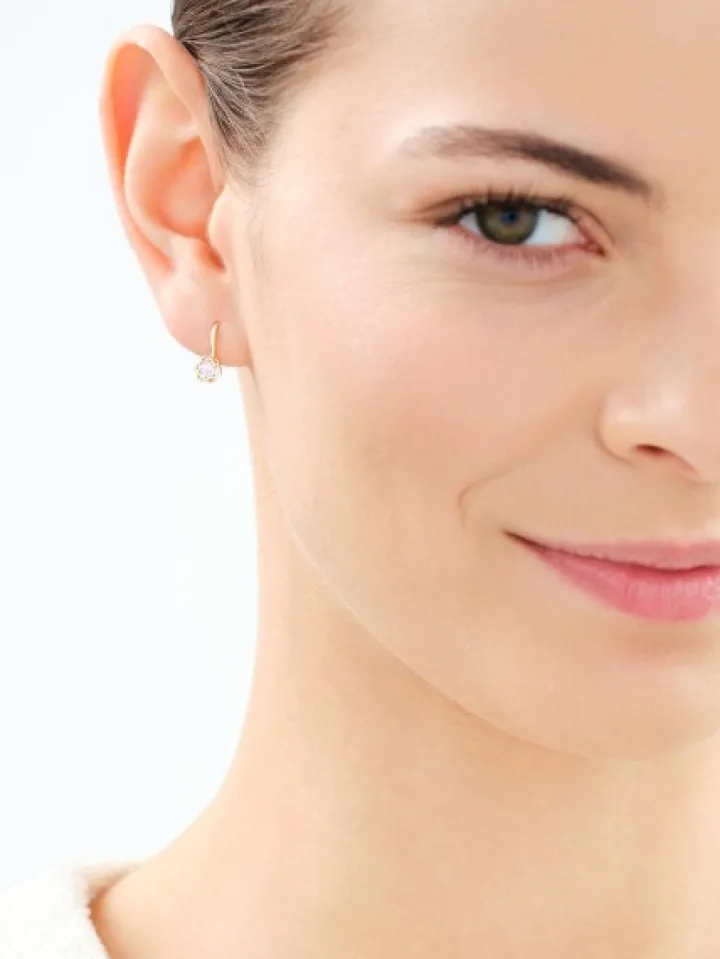 Złote kolczyki z cyrkoniami - kwiaty