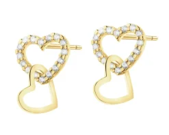 Złote kolczyki z cyrkoniami - serca