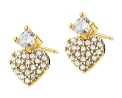 Złote kolczyki z cyrkoniami - serca