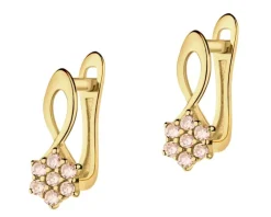 Złote kolczyki z cyrkoniami - kwiaty