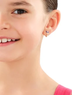 Złote kolczyki z cyrkoniami - motyle