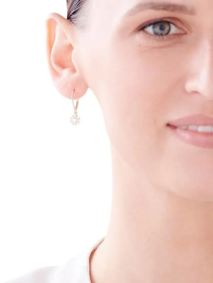 Złote kolczyki z cyrkoniami - kwiaty