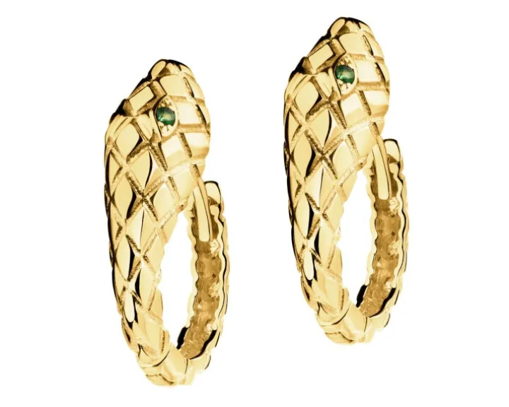 Złote kolczyki z cyrkoniami - węże