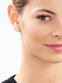 Złote kolczyki z cyrkoniami - serca