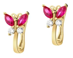 Złote kolczyki z cyrkoniami - motyle