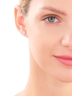 Złote kolczyki z cyrkoniami - kwiaty