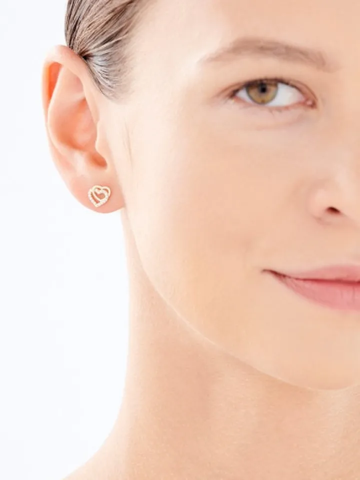 Złote kolczyki z cyrkoniami - serca