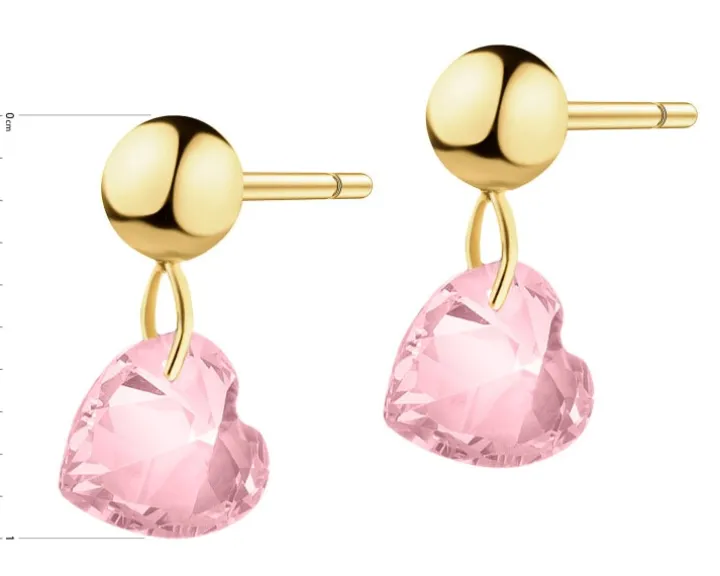 Złote kolczyki z cyrkoniami - serca