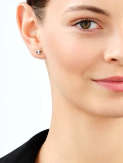 Złote kolczyki z cyrkoniami - motyle