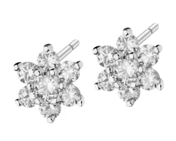 Złote kolczyki z cyrkoniami - kwiaty