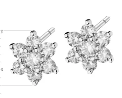 Złote kolczyki z cyrkoniami - kwiaty