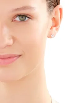 Złote kolczyki z cyrkoniami - kwiaty