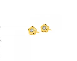 Złote kolczyki z cyrkoniami - kwiaty