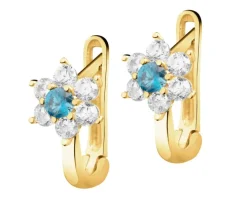 Złote kolczyki z cyrkoniami - kwiaty