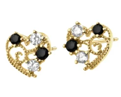 Złote kolczyki z cyrkoniami - serca