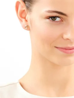 Złote kolczyki z cyrkoniami - serca