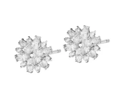 Złote kolczyki z cyrkoniami - kwiaty