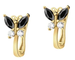 Złote kolczyki z cyrkoniami - motyle