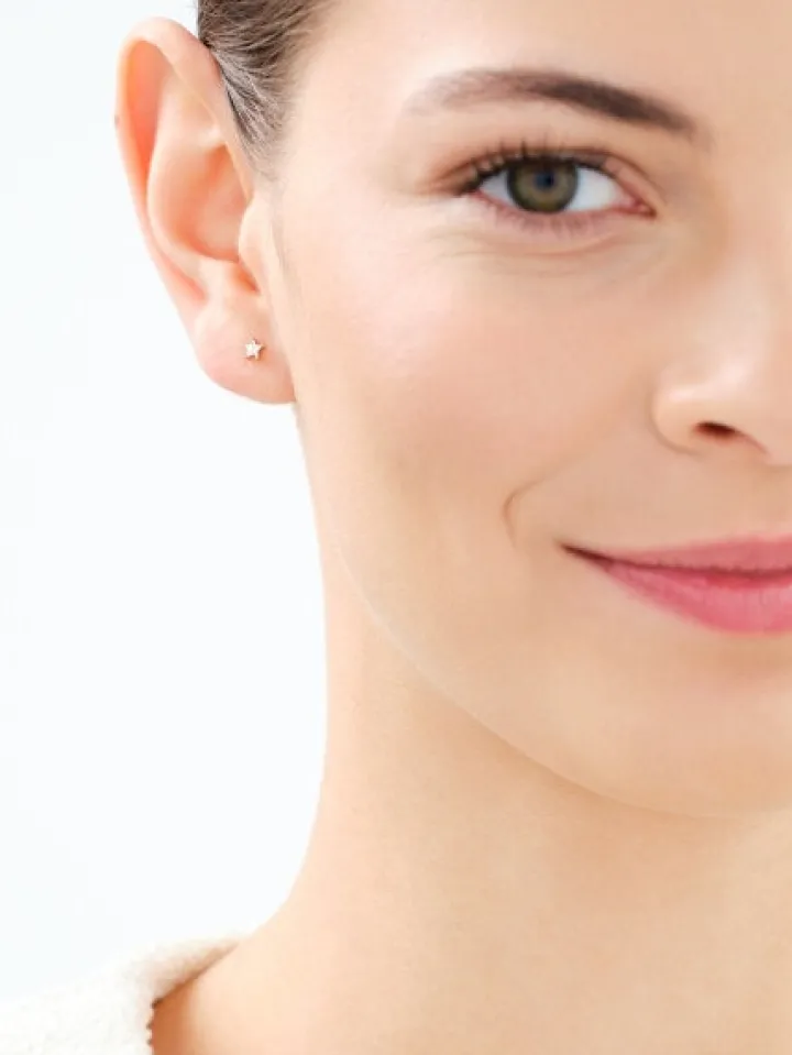 Złote kolczyki z cyrkoniami - gwiazdy