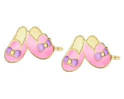 Złote kolczyki z emalią - buciki