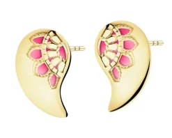 Złote kolczyki z emalią - łezki