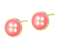 Złote kolczyki z emalią - guziki