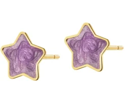 Złote kolczyki z emalią - gwiazdy