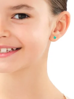 Złote kolczyki z emalią - gwiazdy