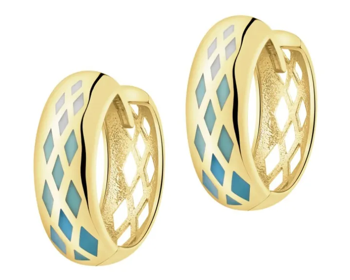 Złote kolczyki z emalią - koła
