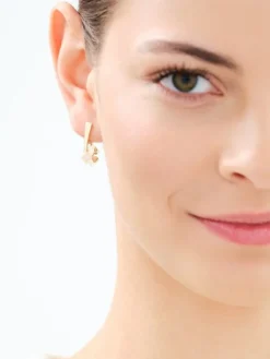 Złote kolczyki z emalią  - koniczyny