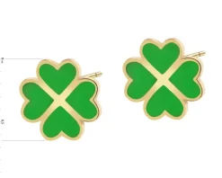 Złote kolczyki z emalią - koniczyny